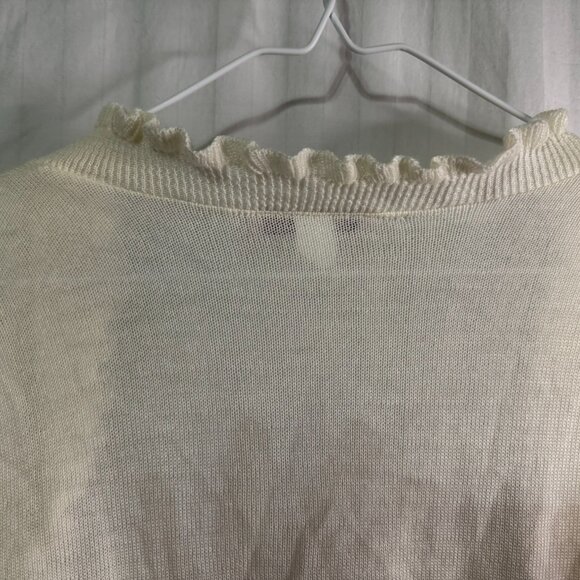 Knit Minded Cream Color Cardigan Size Large Short Sleeve - Picture 9 of 12